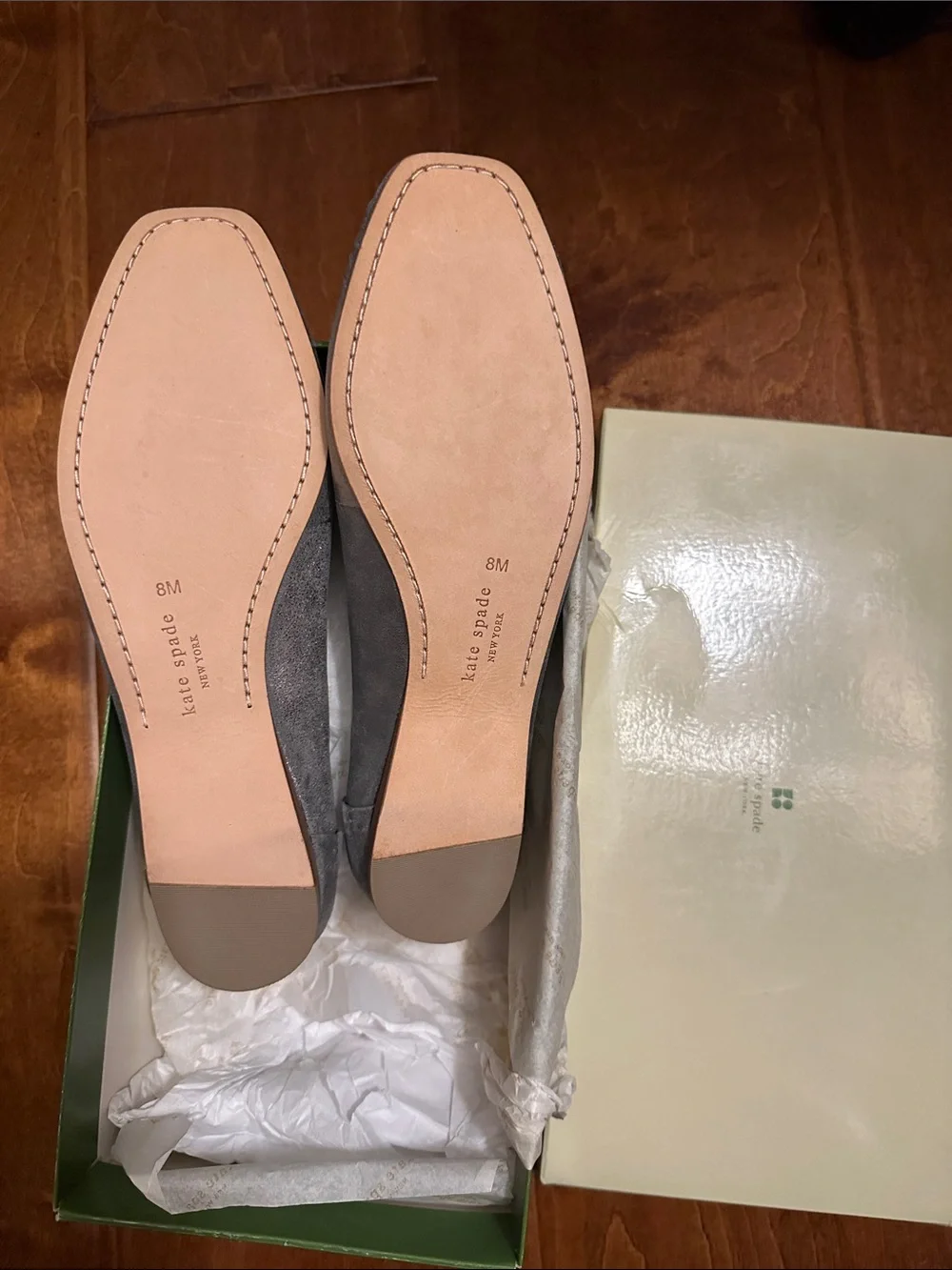 kate spade Metallic Silver Leather Ballet Flats